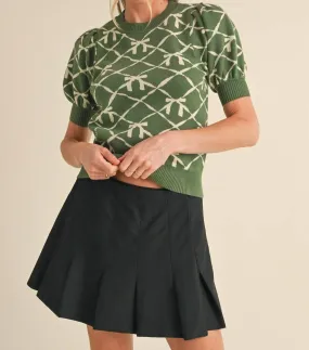 &Merci - Short Sleeve Bow Pattern Sweater