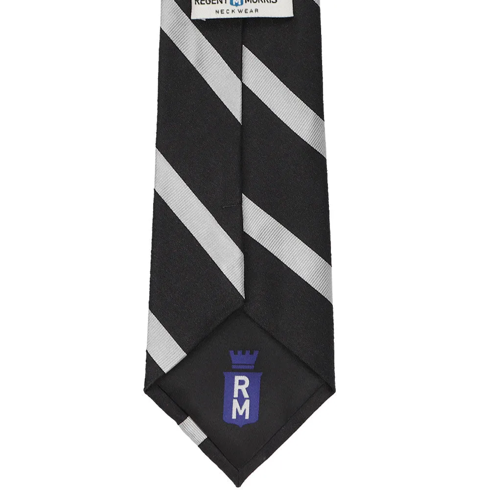 Black and Silver Striped Cotton/Silk Extra Long Necktie