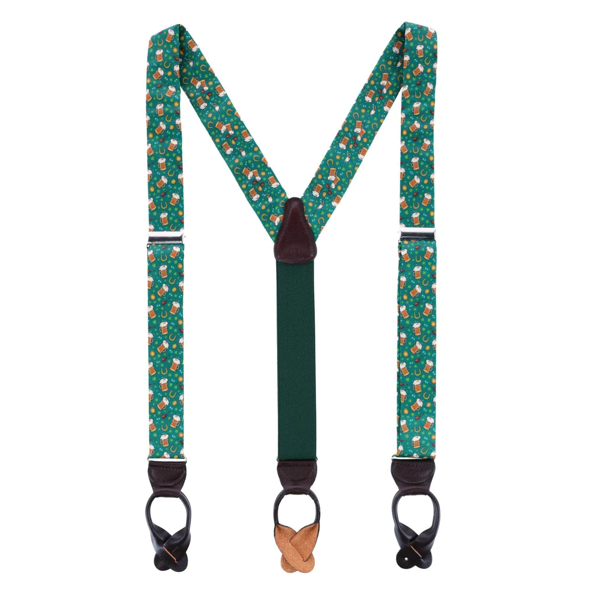 Cheers to St. Patrick's Day Silk Button End Braces