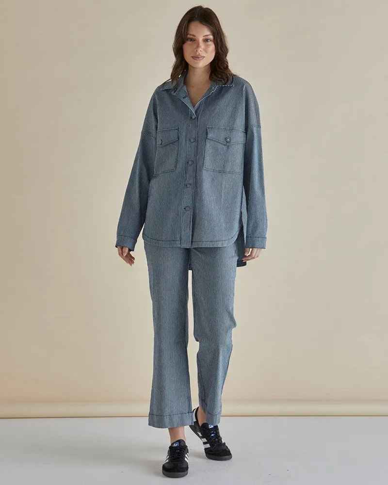 Cherry Denim Shirt - Pinstripe