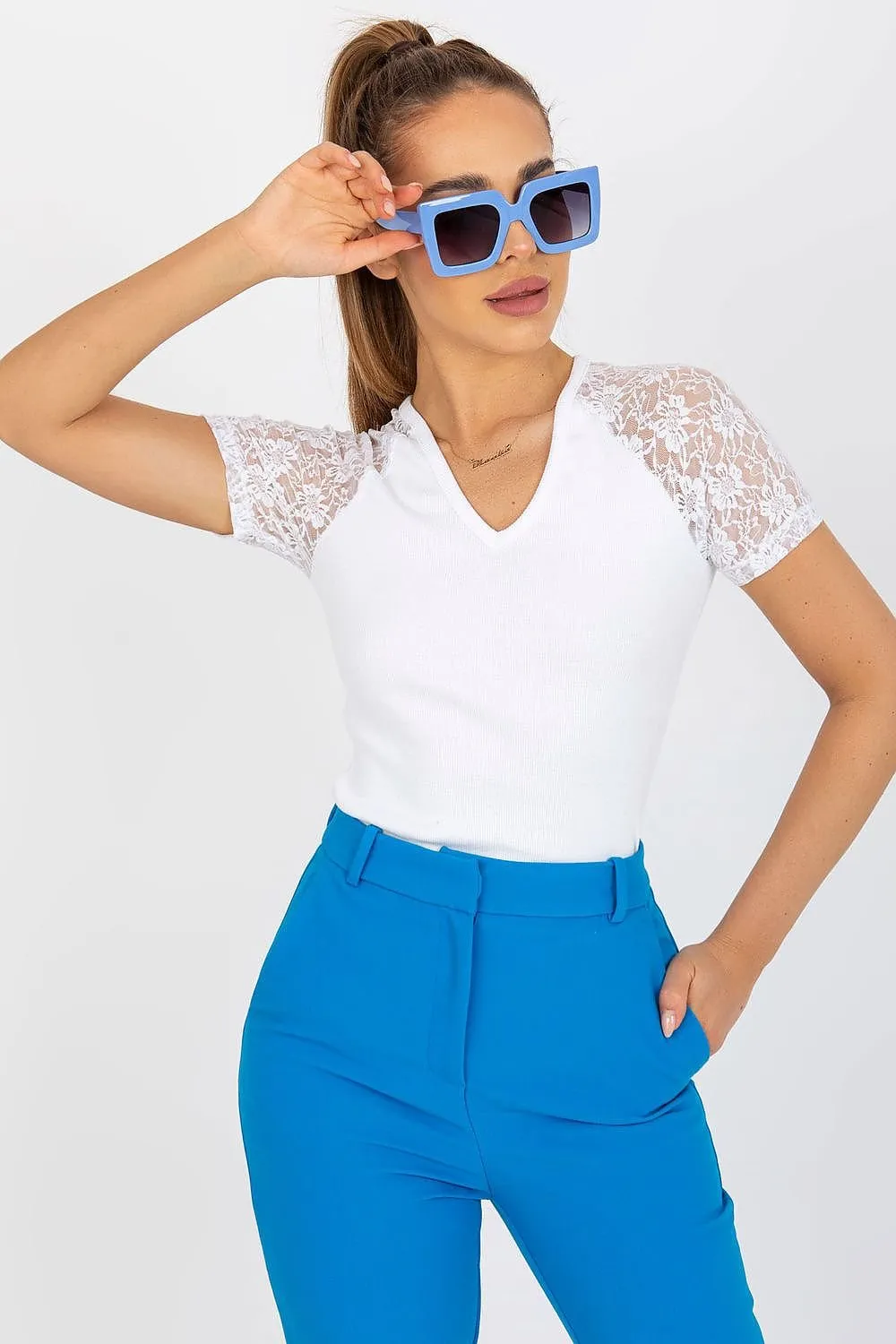 Chic Lace Sleeve Blouse - Parisian Charm Collection