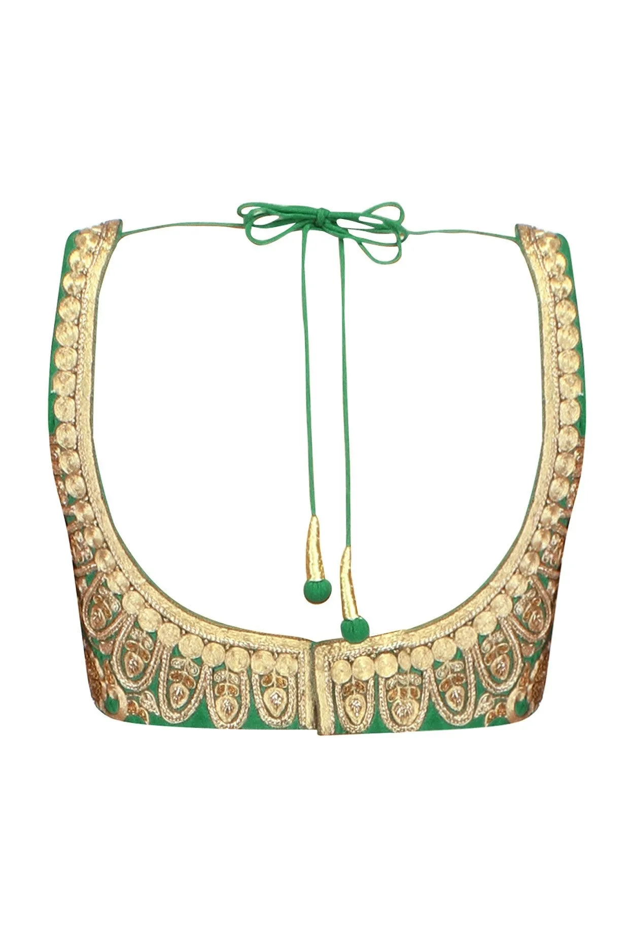 Green color embroidered blouse in raw silk