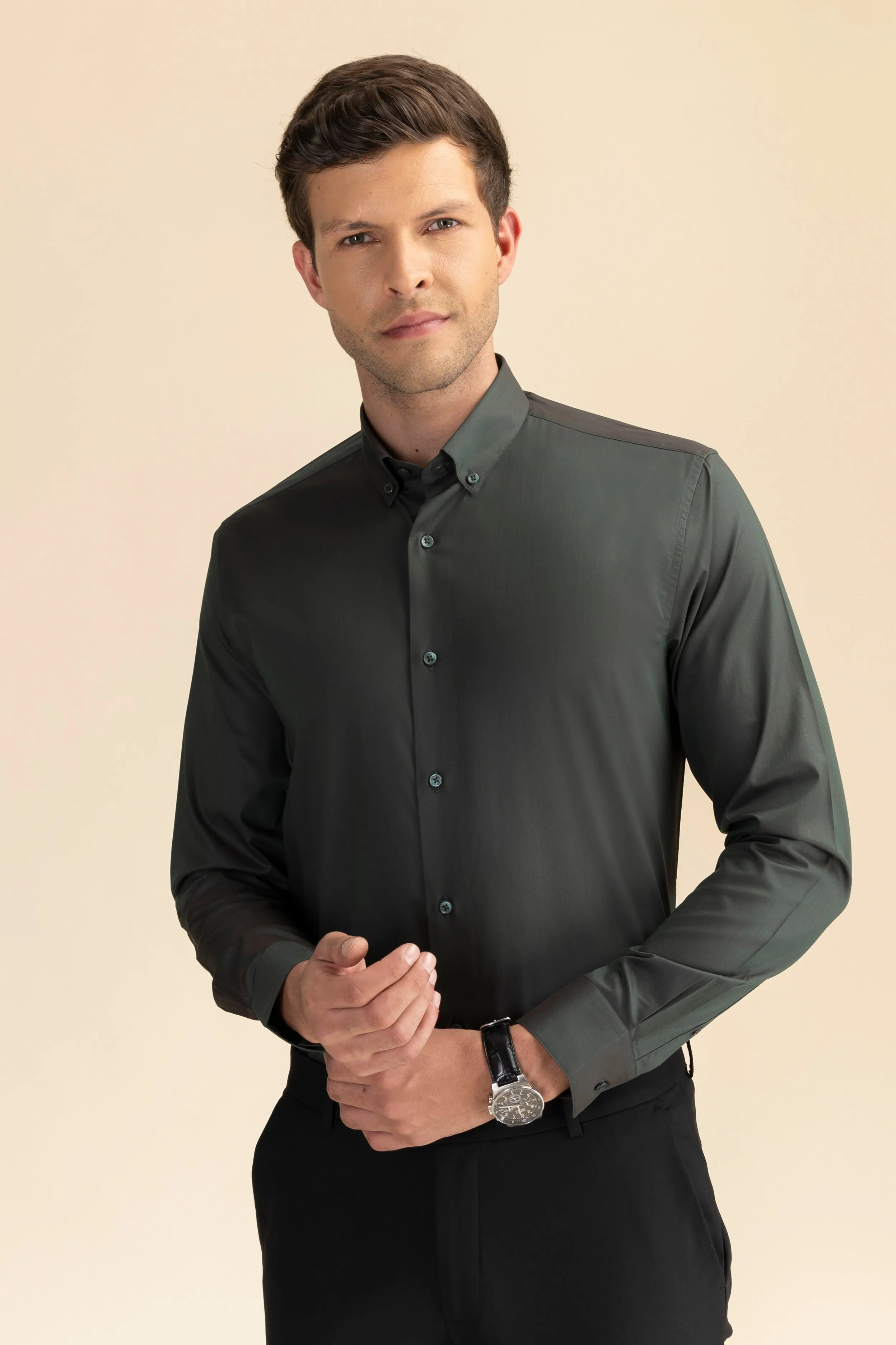 Green Poplin Solid Shirt