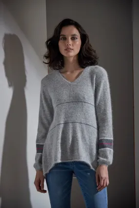 Helix Stripe Sweater - Silver Marl