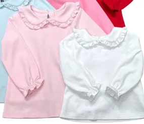 James & Lottie Girls Knit Peter Pan Ruffle Collar Onesie - Light Pink - Snaps in Stride