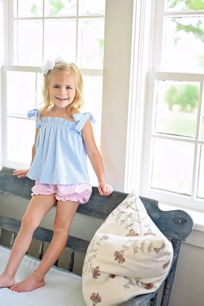 James & Lottie Girls Pima Knit Tie Top - Light Blue