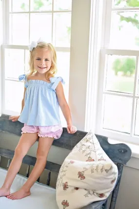 James & Lottie Girls Pima Knit Tie Top - Light Blue