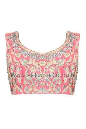 Light coral pink blouse in raw silk