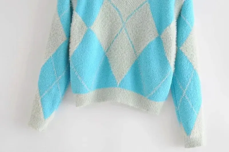 LOOSE ARGYLE SWEATER