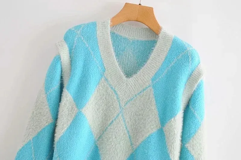 LOOSE ARGYLE SWEATER