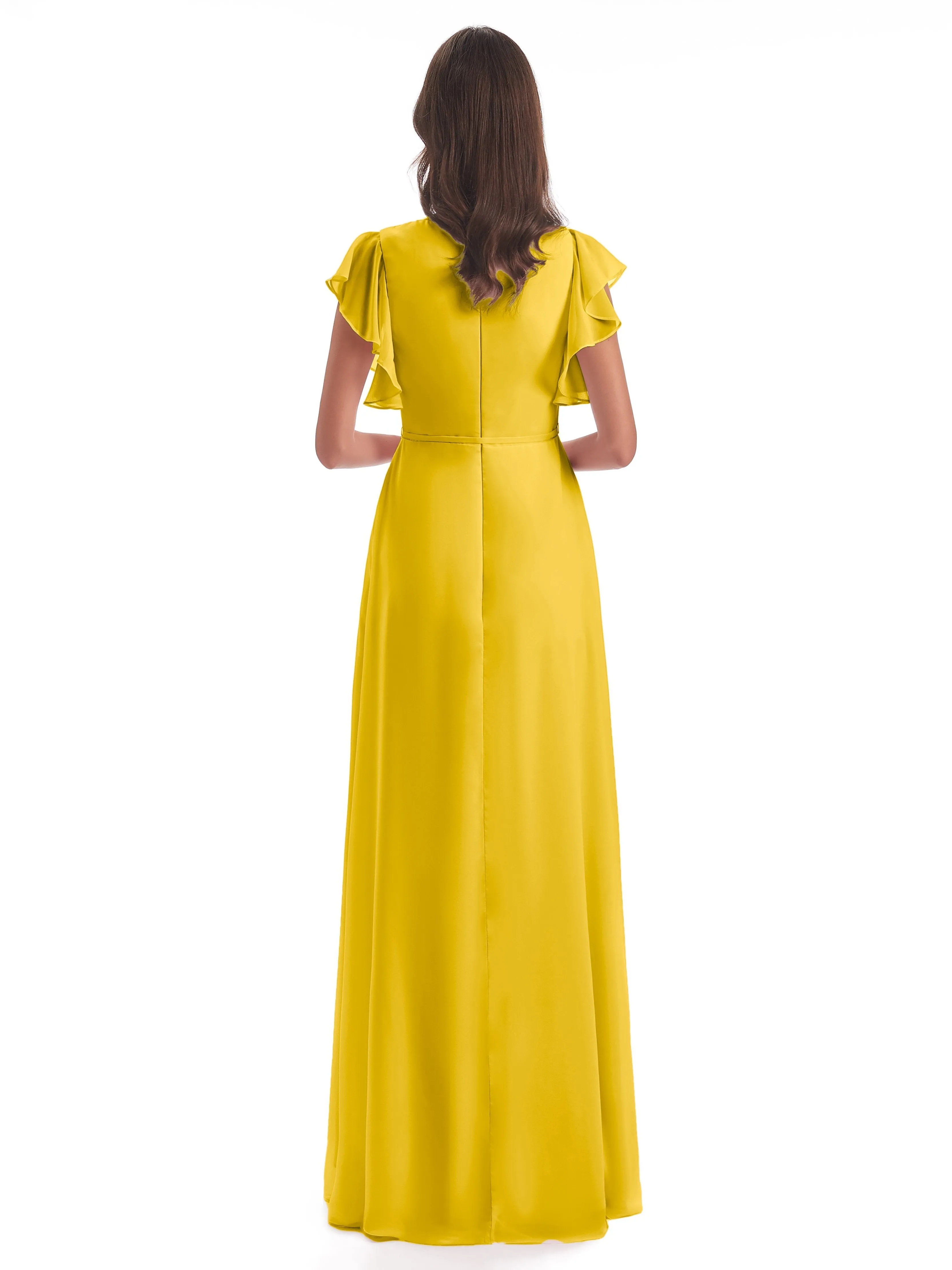 Marigold Bridesmaids Dresses Hope Charming V Neck Long Chiffon Bridesmaid Dresses
