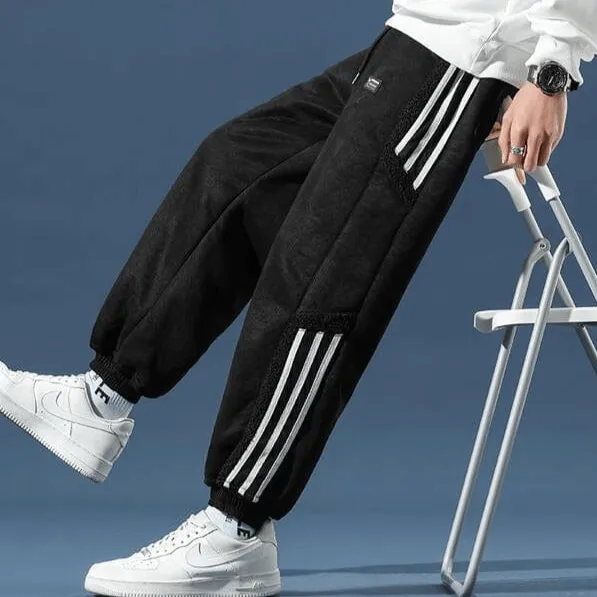 Men's Casual Fleece-Lined Joggers with Side Pockets
