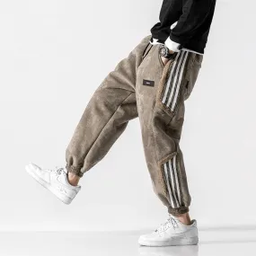 Men's Casual Fleece-Lined Joggers with Side Pockets