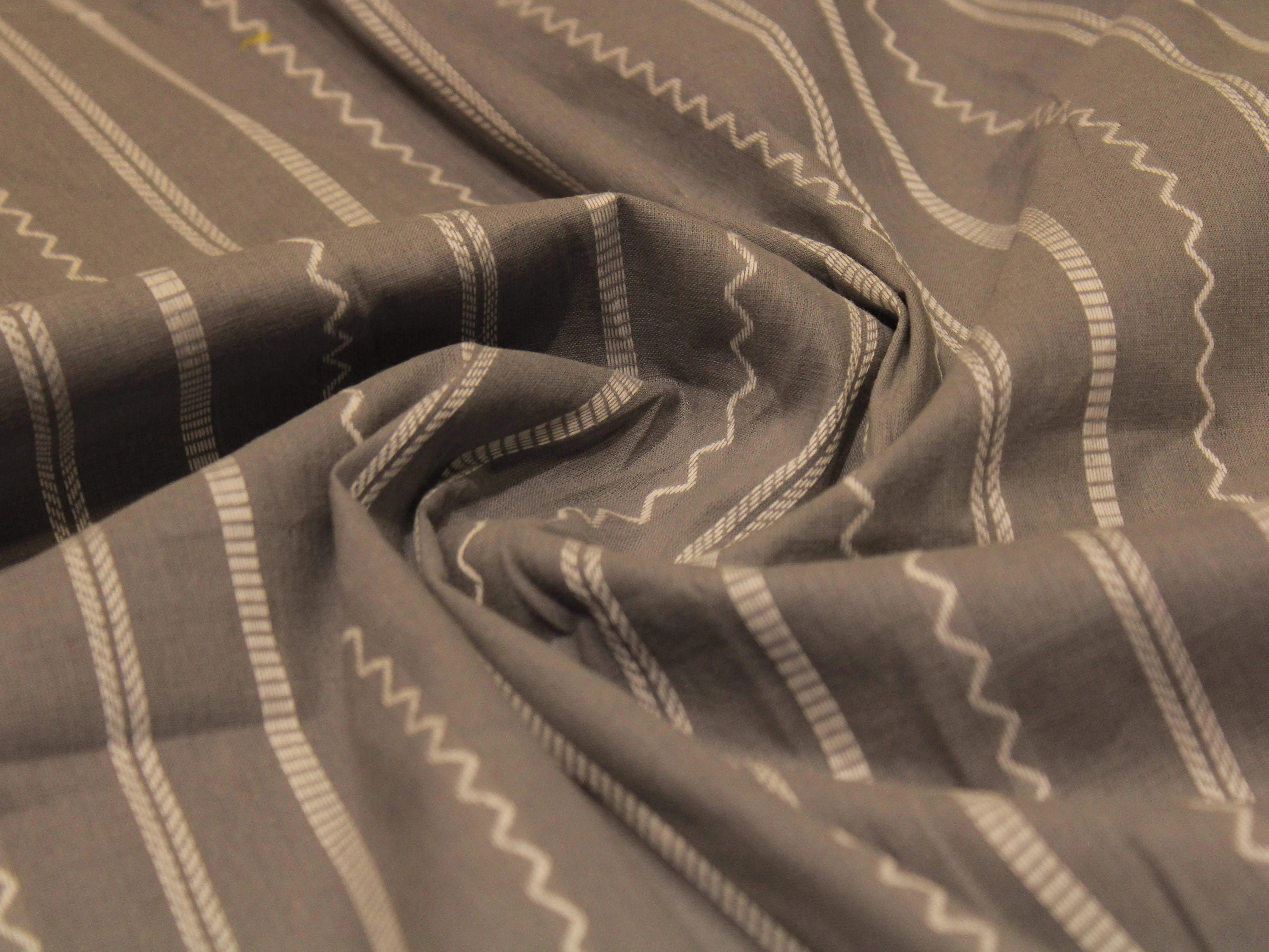 Natural Cotton Woven Fabric - Light Grey