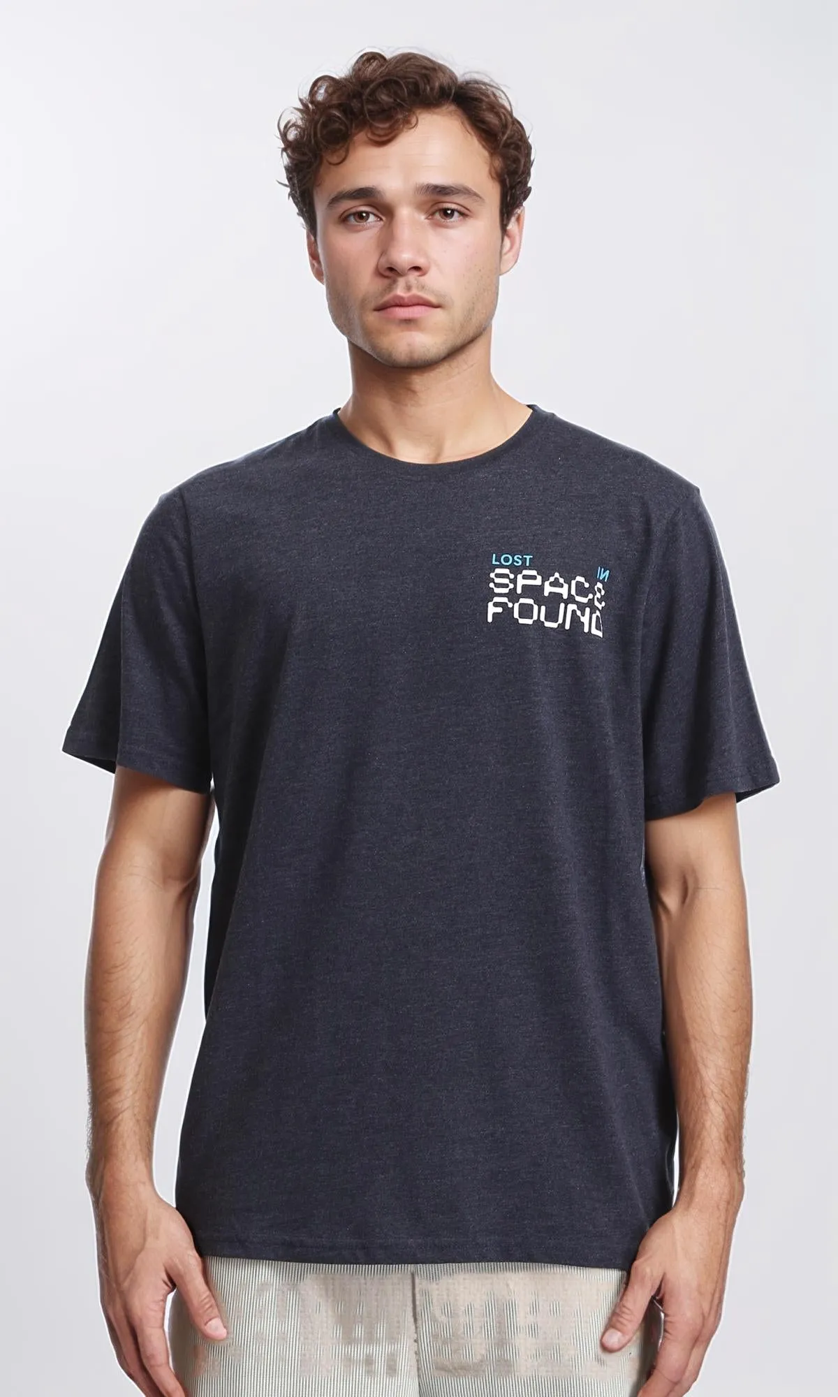 R208583 - Regular Fit Printed Short Sleeves Tee - Heather Charcoal