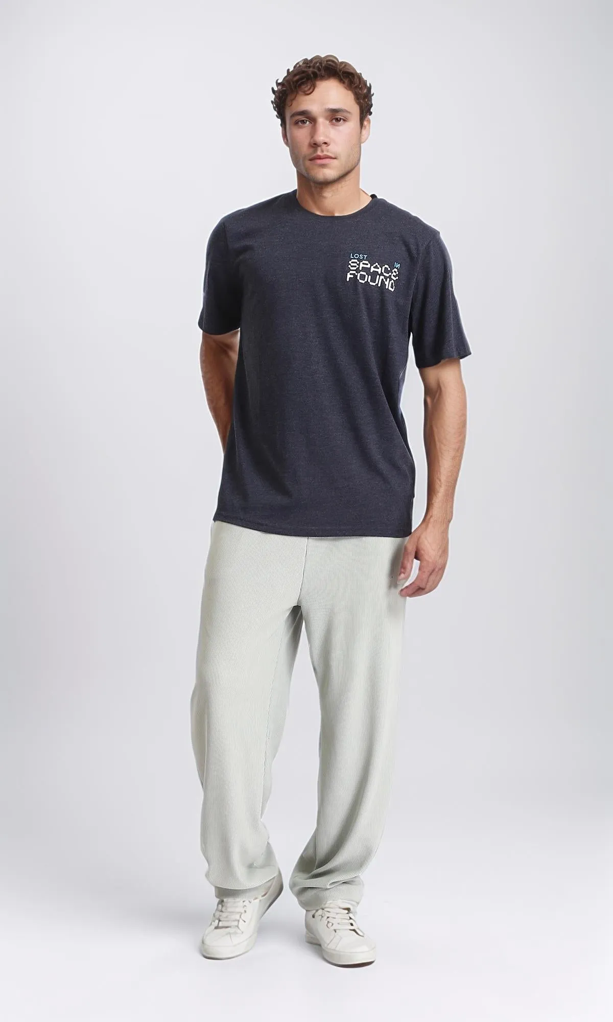 R208583 - Regular Fit Printed Short Sleeves Tee - Heather Charcoal