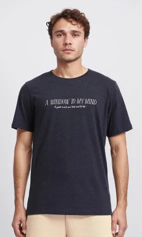 R208584 - Regular Fit Printed Slip On Tee - Heather Charcoal