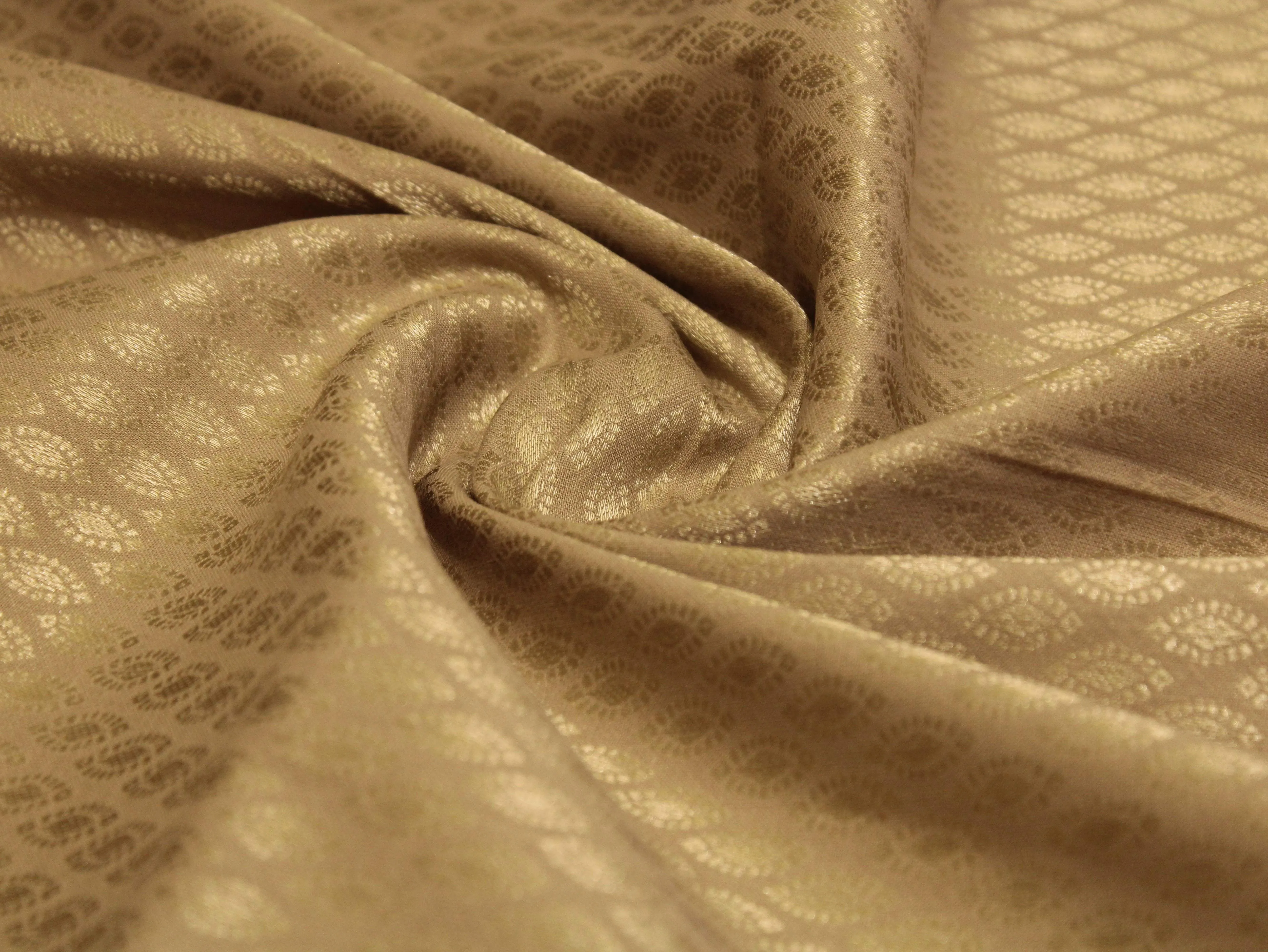 Self Woven Cotton Fabric  - Light Khaki