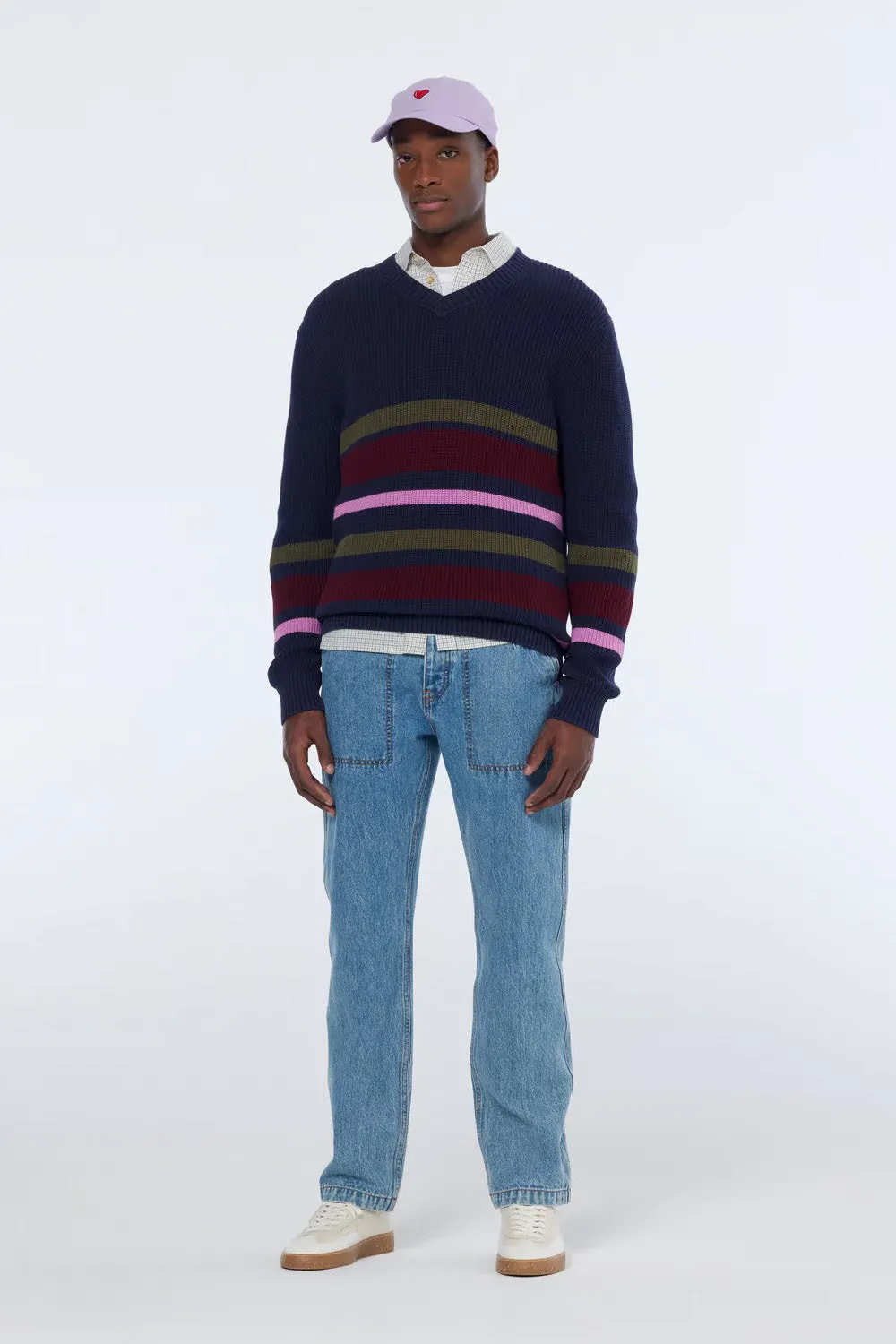 STRIPED PULLOVER Navy
