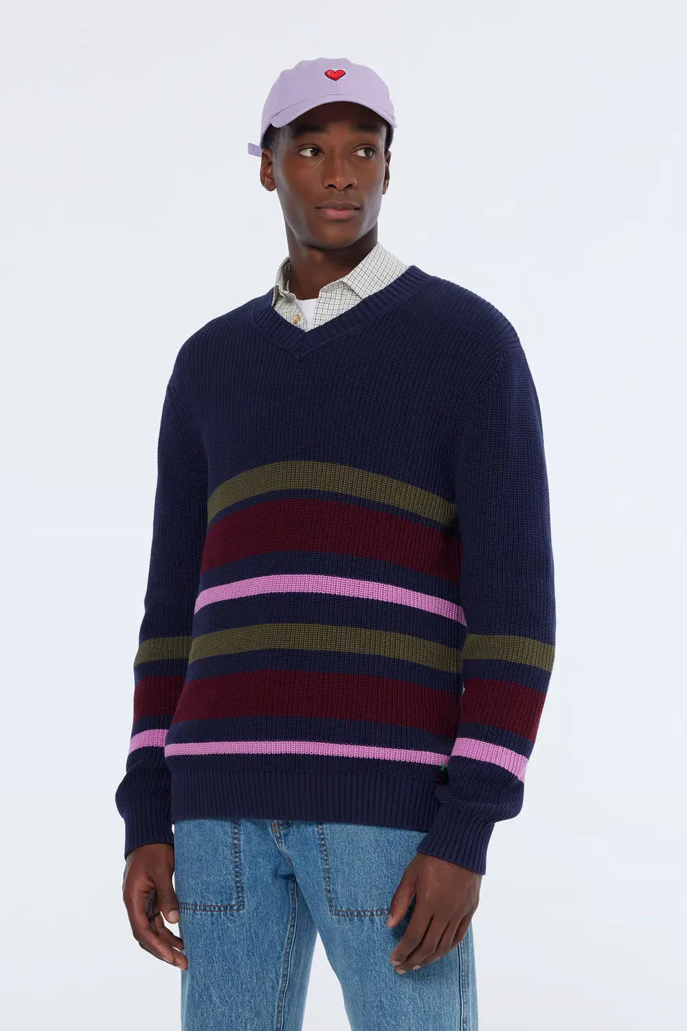 STRIPED PULLOVER Navy
