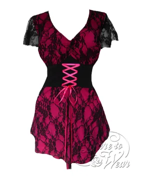 Sweetheart in Fuschia | Coral Pink Romantic Gothic Corset Top