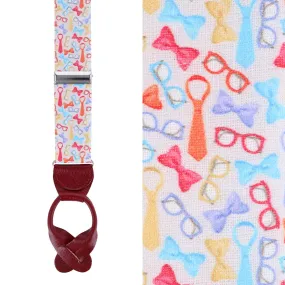 The Fashionisto Tie and Glasses Linen Button Braces