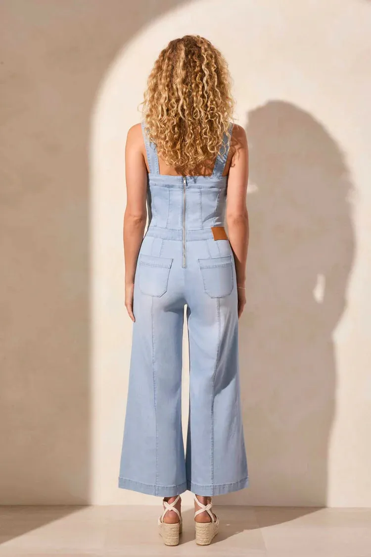 TR5764o Denim Jumpsuit W/Adjustable Straps