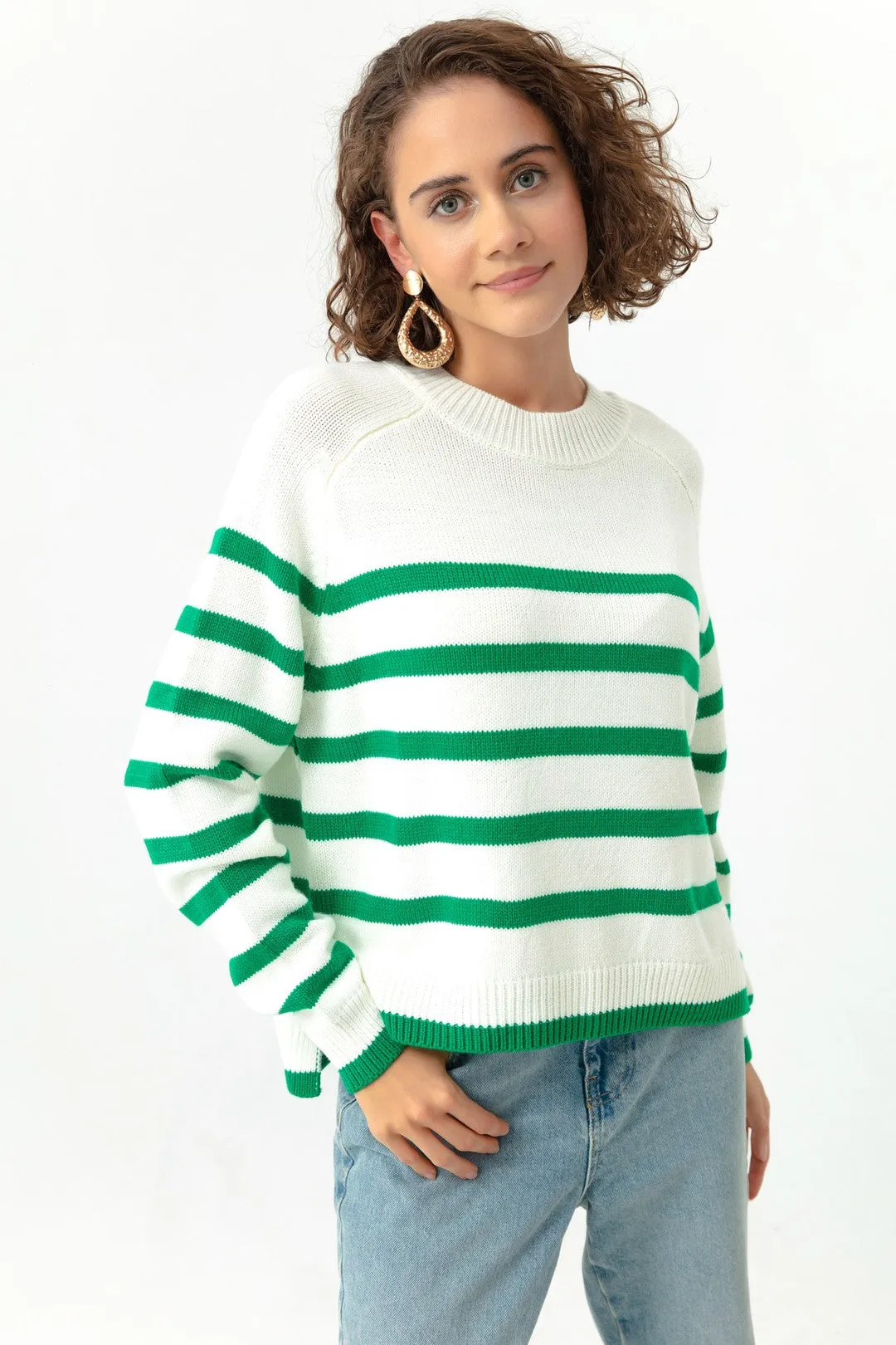 Woman Oversize Striped Knitwear Sweater